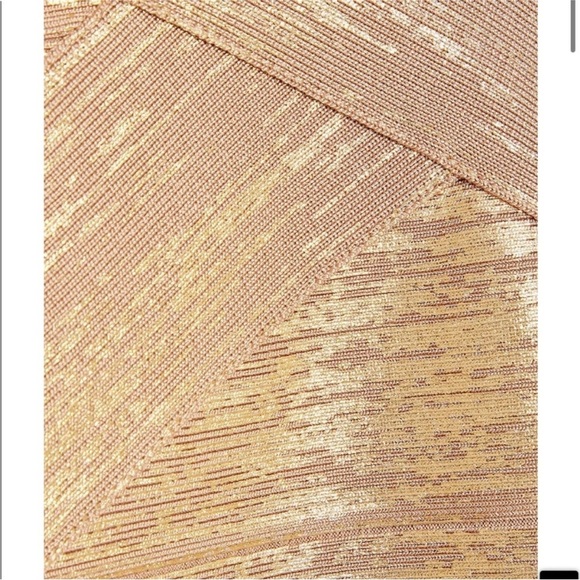 HERVÉ LÉGER Off-the-shoulder metallic bandage mini dress NEW - Picture 5 of 6